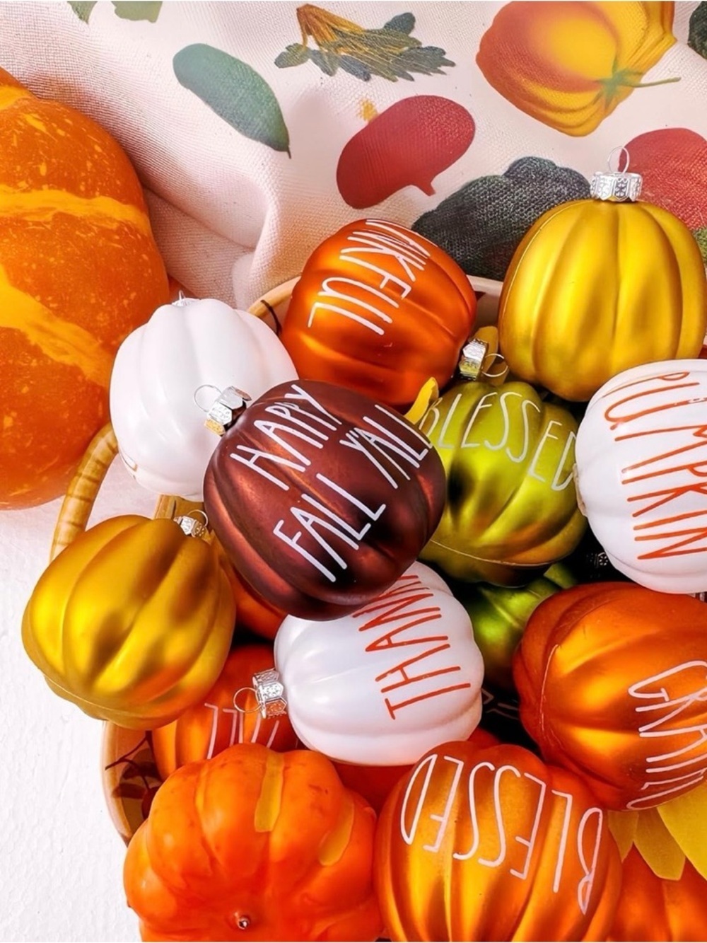 NIB Fall Pumpkin Ornament Set 18pcs Thanksgiving Halloween Tree Decor Rustic - Picture 7 of 15